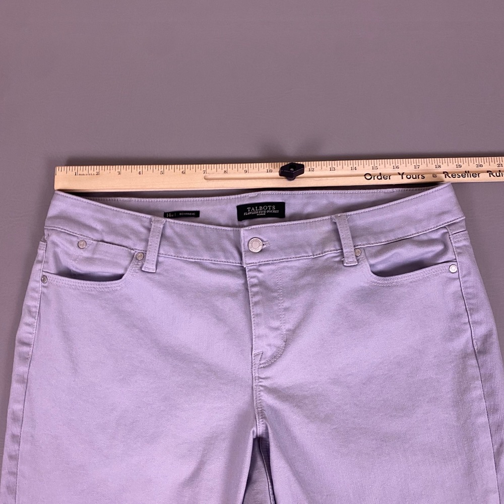 Talbots Flawless Five-Pocket Boyfriend Pants 14W Light Gray Cotton Lyocell - Picture 5 of 12